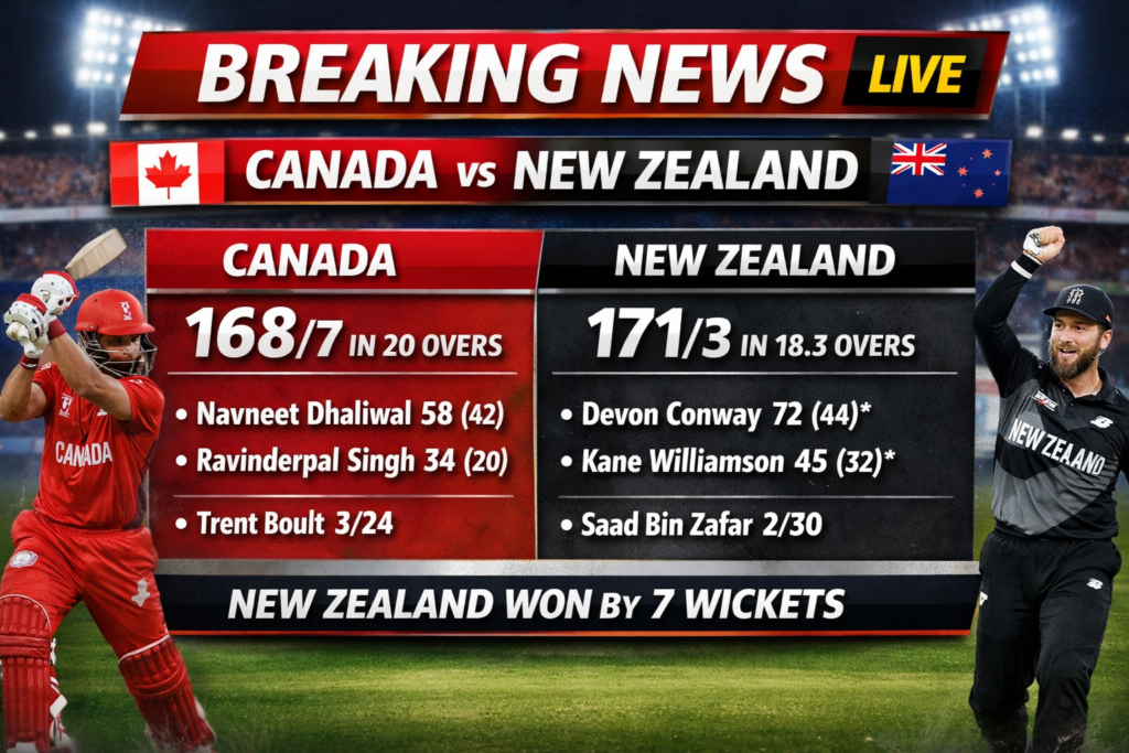 canada national cricket team vs new zealand national cricket team match scorecard